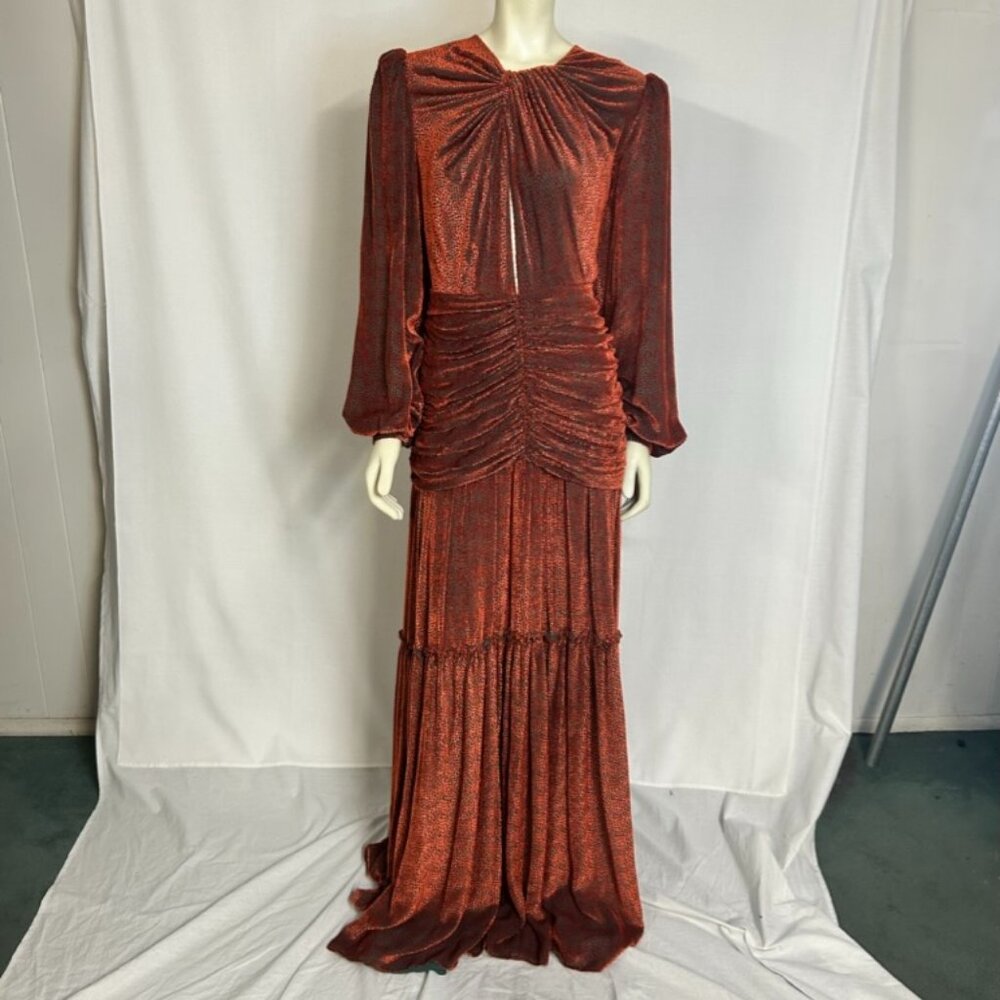NWT Costarellos russet orange velvet maxi dress sz 44
